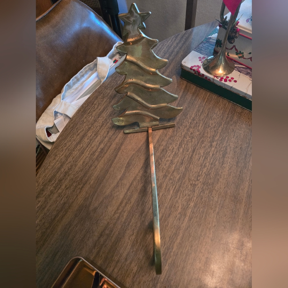 Brass Christmas tree stocking holder